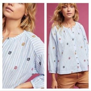 Akemi + kin stripe Adela embroidered top size medium